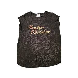 Harley-Davidson Black Paint Splatter Short Sleeve  T-Shirt size small